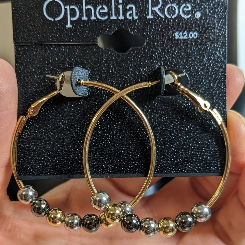 Ophelia Roe Gold Tone‎ Beaded Hoops